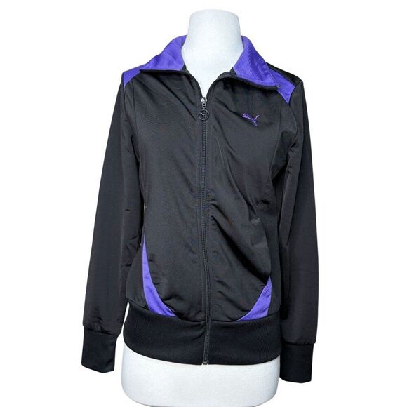 Puma Track Jacket Black and Purple Womens Size Small - Picture 1 of 8